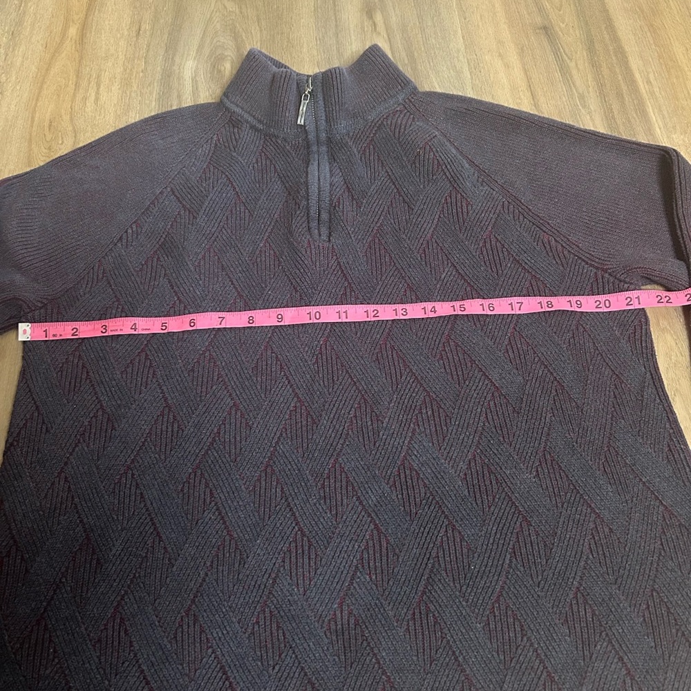 Tommy Bahama Dark Gray n Burgundy Quarter Zip-Up Men Sweater Size Large - Picture 3 of 11
